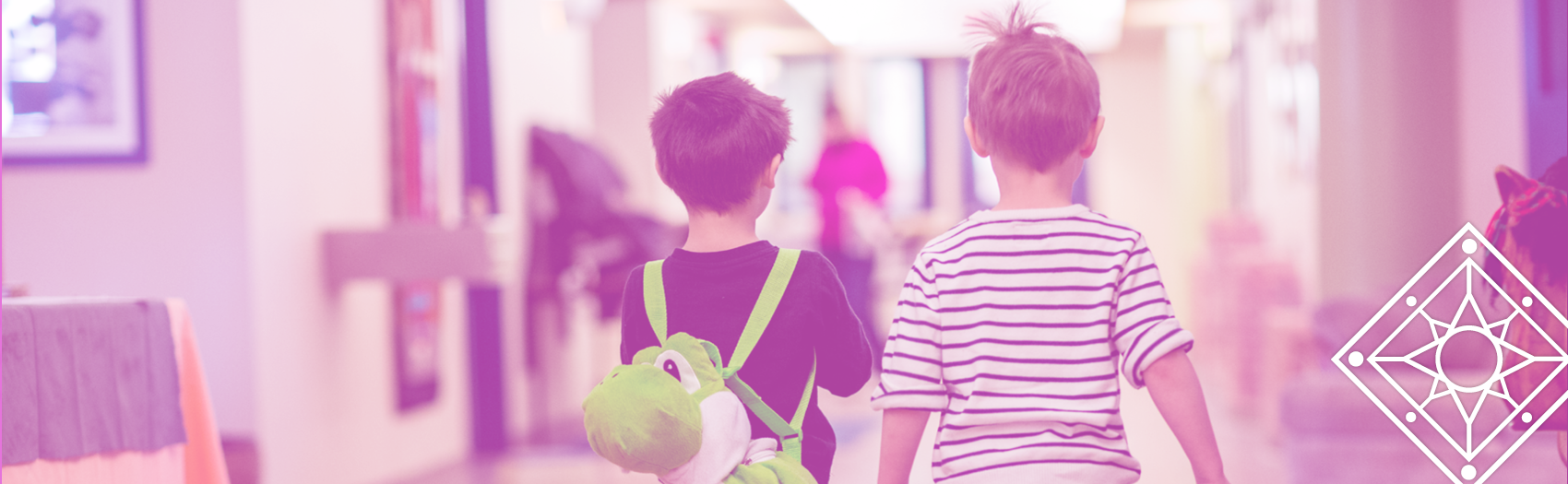 TBDSSAB Child Care and Early Years Programs header imagechildren walking down the hallway of a child care centre.