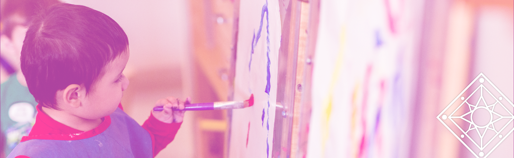 TBDSSAB Child Care and Early Years Programs header image: a young child in an apron painting on an easel