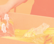 TBDSSAB Food Security Fund header - Close up of a cardboard box filled with fresh produce and foods