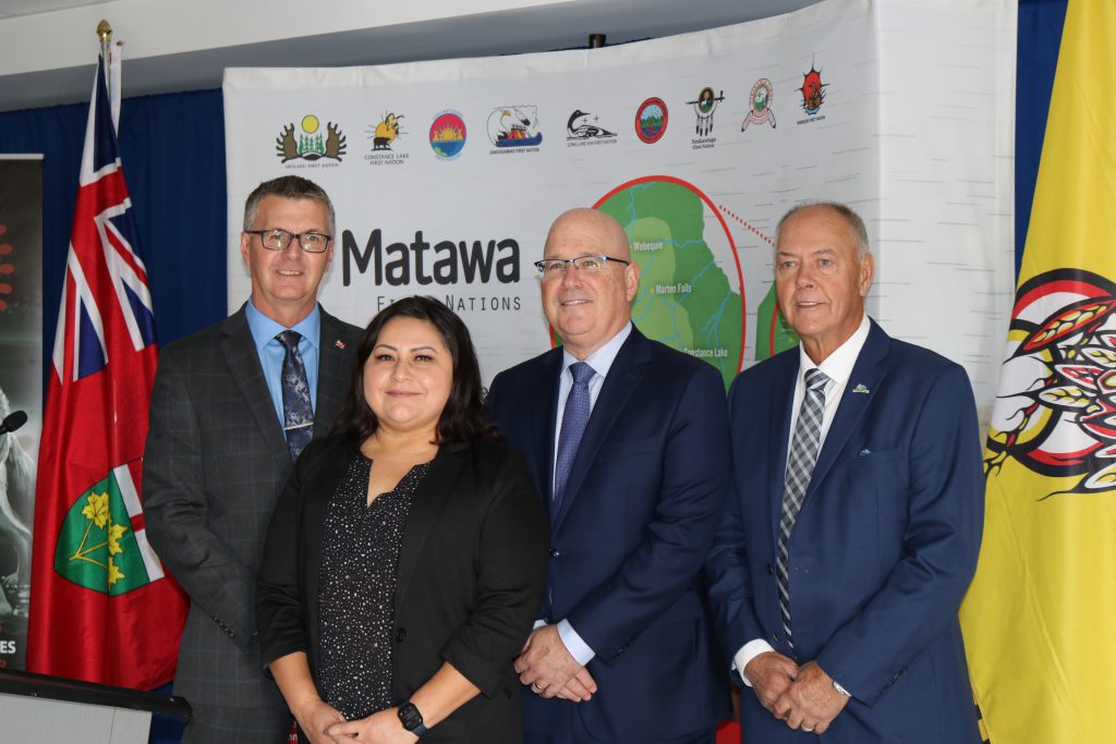 Kevin Holland, Rosemary Moonias, Steve Clark, Jody Davis pose for a photo at the October 17 Media Announcement at Matawa